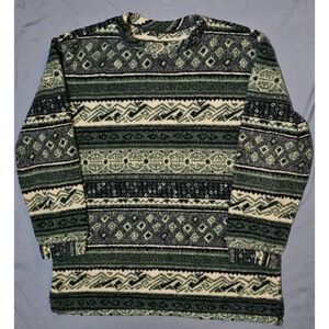 Woolrich Fleece Pullover Long Sweater Top Aztec Native Southwestern XL USA